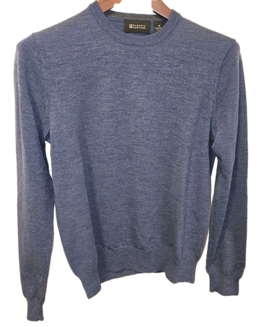 Barneys New York CO-OP Mens 100% Mens Merino Wool Crewneck Sweater Blue medium